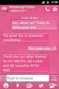 اسکرین شات برنامه Pink Cute Sweet Theme GO SMS 1