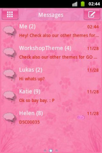 اسکرین شات برنامه Pink 2 GO SMS PRO Theme 1