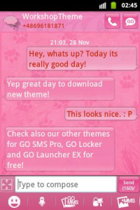 اسکرین شات برنامه Pink 2 GO SMS PRO Theme 2