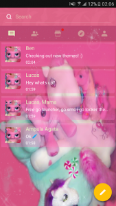 اسکرین شات برنامه Theme Pink Pony GO SMS PRO 1