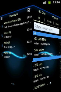 اسکرین شات برنامه Blue Simple Theme GO SMS 3