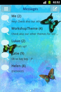 اسکرین شات برنامه Blue Butterfly Theme GO SMS 1