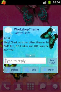 اسکرین شات برنامه Blue Butterfly Theme GO SMS 4