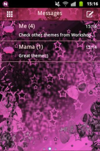 اسکرین شات برنامه Pink Dark Star GO SMS Theme 1