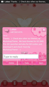 اسکرین شات برنامه Cat Pink Theme GO SMS Pro 4