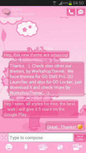 اسکرین شات برنامه Cat Pink Theme GO SMS Pro 2