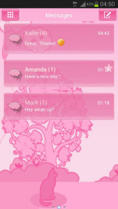 اسکرین شات برنامه Cat Pink Theme GO SMS Pro 1