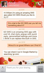 اسکرین شات برنامه GO SMS Pro Valentine's Day the 1