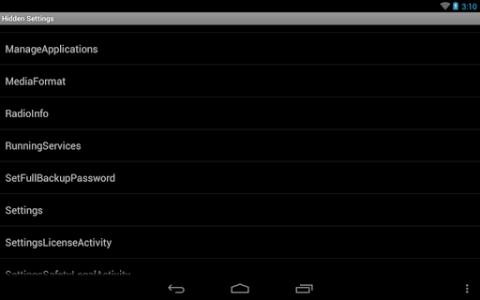 اسکرین شات برنامه Hidden Android Settings 4