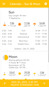 اسکرین شات 1 برنامه Calendar - Sun & Moon