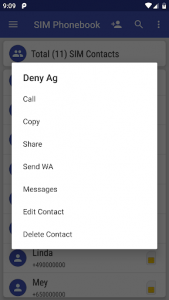 اسکرین شات برنامه SIM Phonebook 2