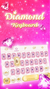 اسکرین شات برنامه Pink Diamond Keyboard Theme - Emoji&Gif 1