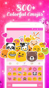 اسکرین شات برنامه Pink Diamond Keyboard Theme - Emoji&Gif 2