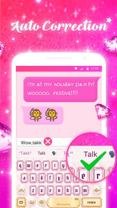 اسکرین شات برنامه Pink Diamond Keyboard Theme - Emoji&Gif 5