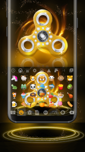 اسکرین شات برنامه Fidget Spinner Golden Emoji Keyboard Theme 2