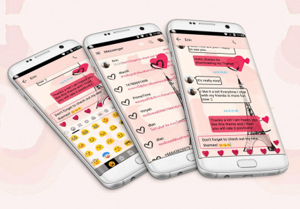 اسکرین شات برنامه SMS Messages Paris Pink Theme 1