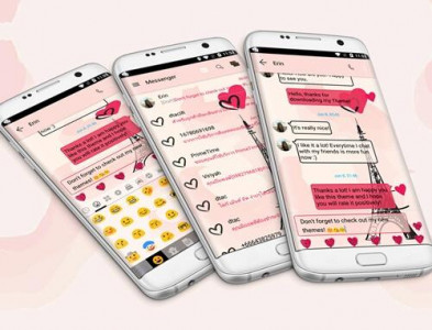 اسکرین شات برنامه SMS Messages Paris Pink Theme 7