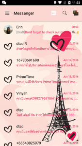 اسکرین شات برنامه SMS Messages Paris Pink Theme 1