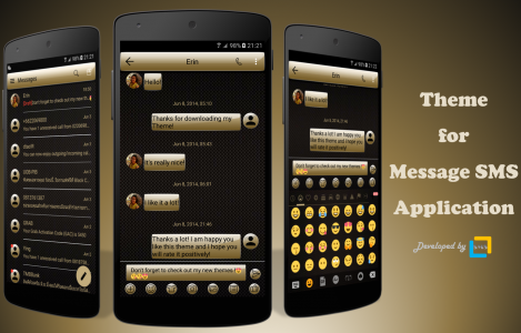 اسکرین شات برنامه SMS Messages Gloss GoldBlack 1