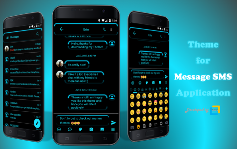 اسکرین شات برنامه SMS Messages Neon Led Blue 1