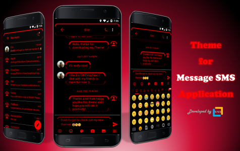 اسکرین شات برنامه SMS Messages NeonLed Red Theme 1