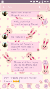 اسکرین شات برنامه SMS Messages Rabbit Pink Theme 2