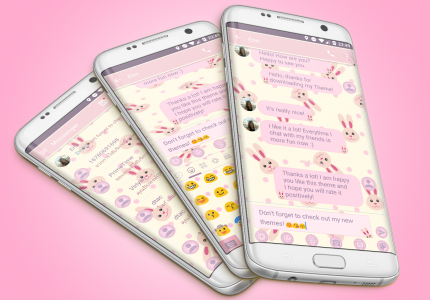 اسکرین شات برنامه SMS Messages Rabbit Pink Theme 1