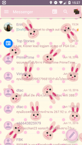 اسکرین شات برنامه SMS Messages Rabbit Pink Theme 3