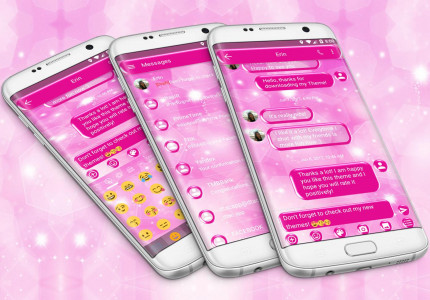 اسکرین شات برنامه SMS Messages Sparkling Pink 2 1