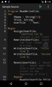 اسکرین شات 1 برنامه Pascal Programming Compiler