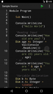 اسکرین شات برنامه VB.NET Programming Compiler 1