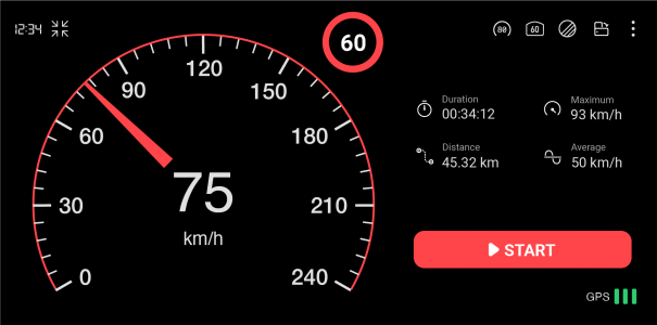 اسکرین شات 1 برنامه GPS Speedometer : Odometer HUD