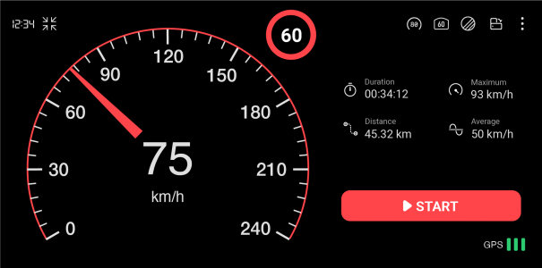 اسکرین شات برنامه GPS Speedometer : Odometer HUD 1