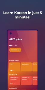 اسکرین شات 1 برنامه Learn Korean language & Hangul