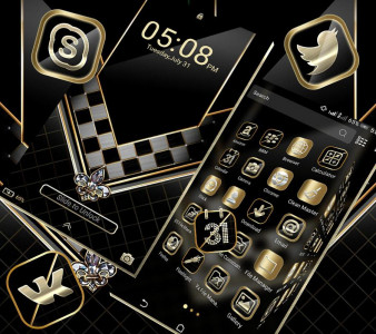 اسکرین شات برنامه Black Luxury Gold Theme 6