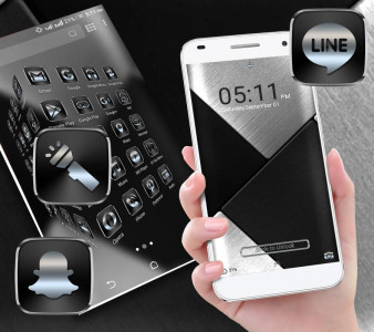 اسکرین شات برنامه Black Silver Launcher Theme 5