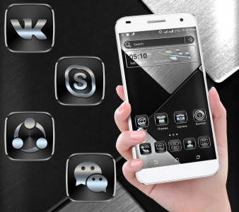 اسکرین شات برنامه Black Silver Launcher Theme 3