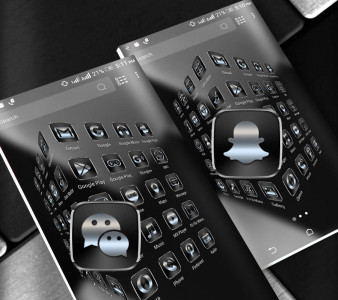 اسکرین شات برنامه Black Silver Launcher Theme 4