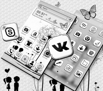 اسکرین شات 3 برنامه Black And White Launcher Theme