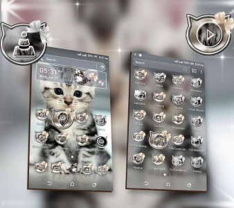 اسکرین شات 2 برنامه Cute Cat Launcher Theme