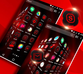 اسکرین شات برنامه Dark Red Launcher Theme 4