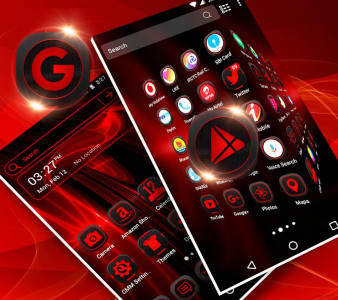 اسکرین شات برنامه Dark Red Launcher Theme 2