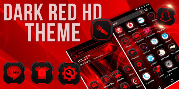 اسکرین شات برنامه Dark Red Launcher Theme 3