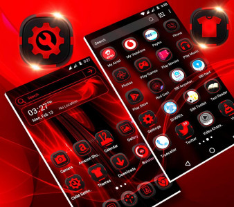 اسکرین شات برنامه Dark Red Launcher Theme 1