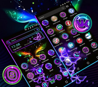 اسکرین شات برنامه Glow Butterfly Launcher Theme 1