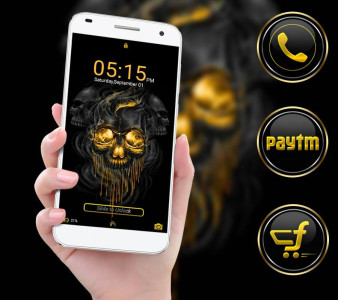 اسکرین شات 3 برنامه Gold Skull Launcher Theme