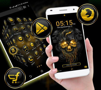 اسکرین شات 4 برنامه Gold Skull Launcher Theme