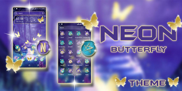 اسکرین شات برنامه Neon Butterfly Launcher Theme 2