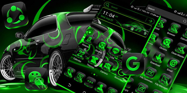 اسکرین شات برنامه Neon Green Car Launcher Theme 2