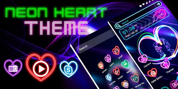 اسکرین شات برنامه Neon Heart Launcher Theme 3